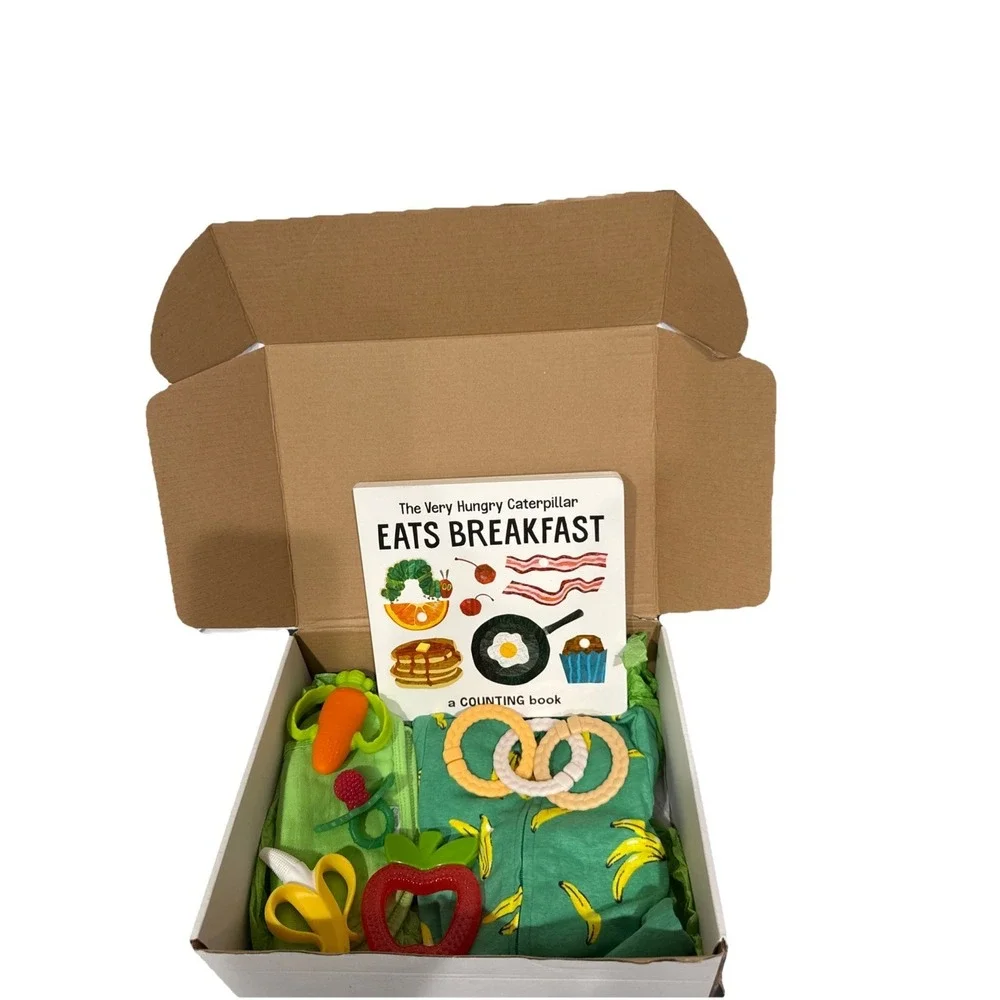 Unisex Eric Carle Baby Shower-Welcome Baby Gift Box, Book, Outfit, Teether & Bib